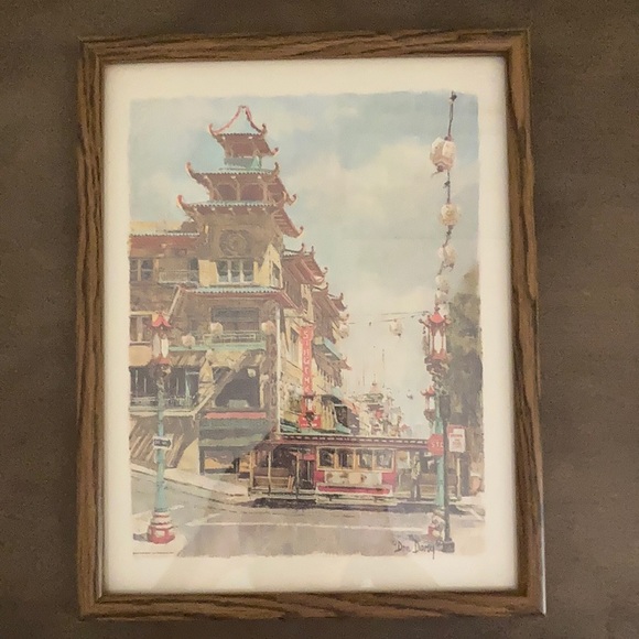 ⛰⛩ 1968 Don Davey Print Chinatown Dragon Gate Framed Print - VERY GOOD! 🚠🖍 - Picture 1 of 8
